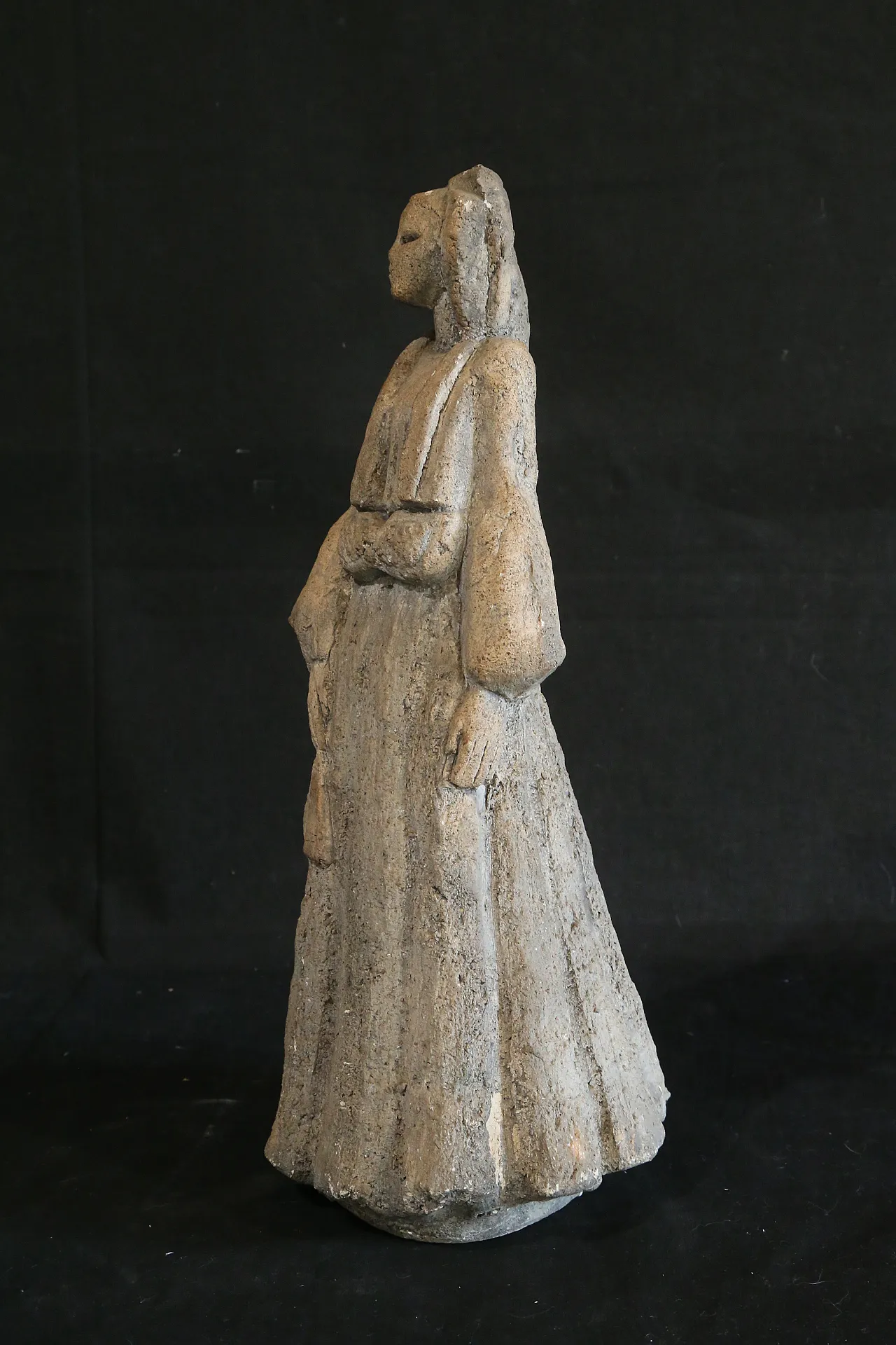 Oriental Japanese lady sculpture, ancient clay, early 20th century 12