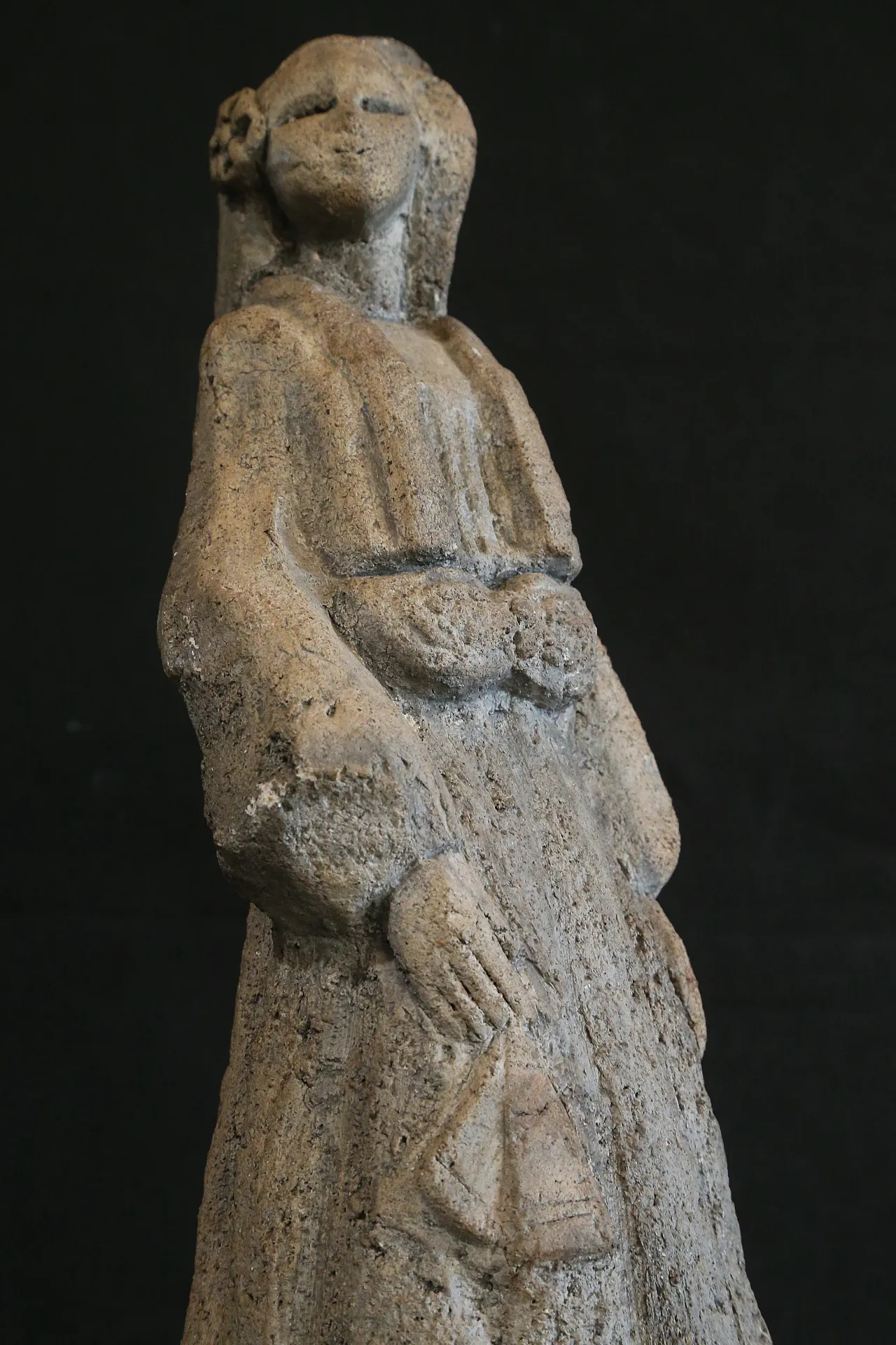 Oriental Japanese lady sculpture, ancient clay, early 20th century 16