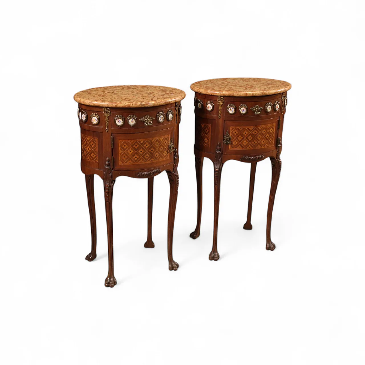 Coppia di comodini francesi intarsiati, '900 13