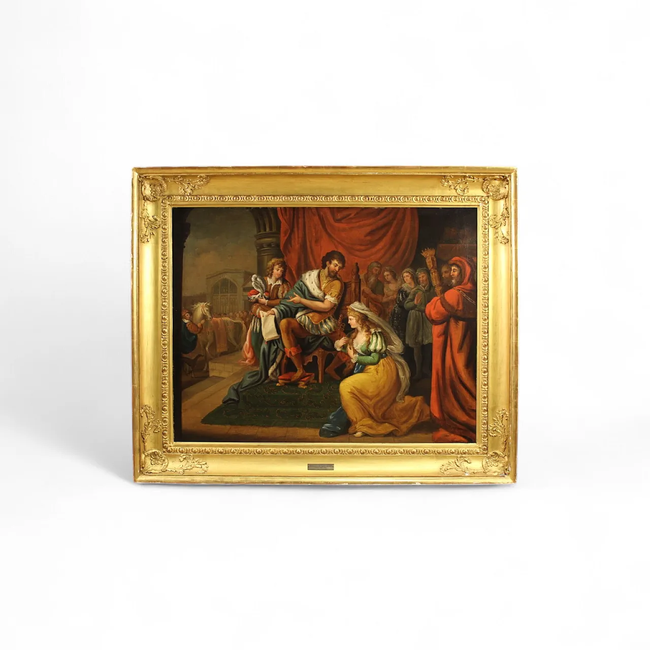 Dipinto francese Salomone e la Regina di Saba, '800 15