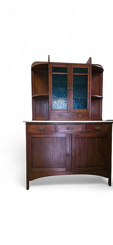 Liberty sideboard with white marble and cathedral glass, 20s