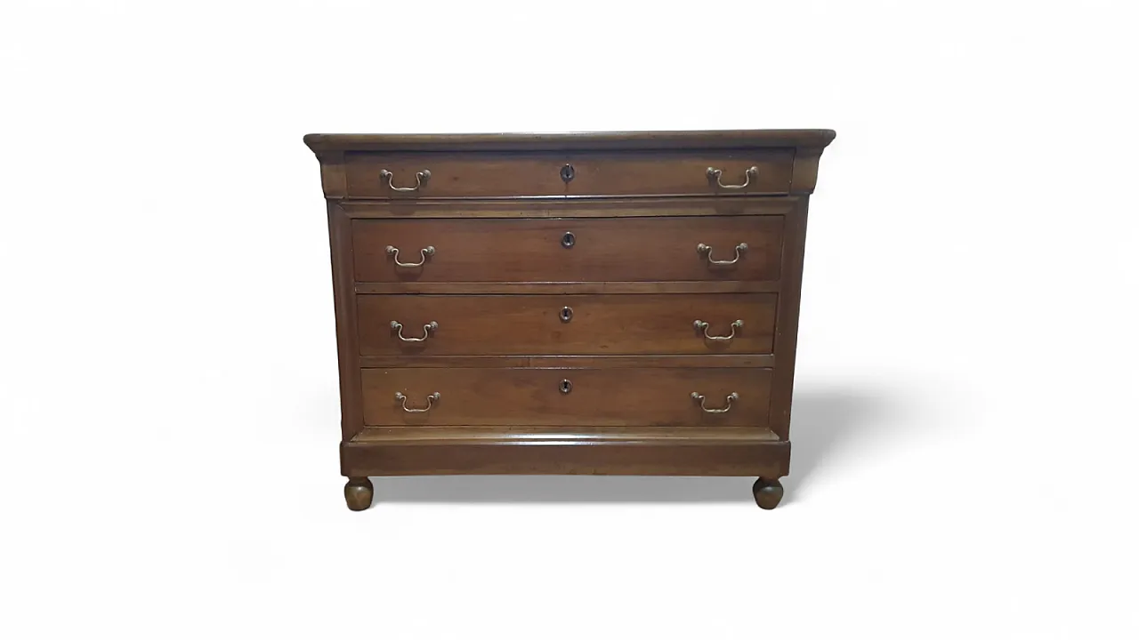 Louis Philippe chest of drawers in walnut, 19th century 15
