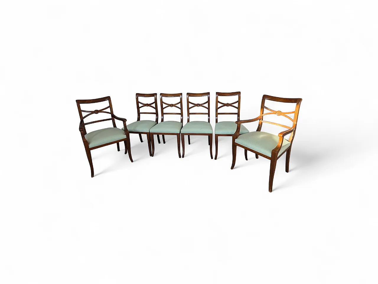 6 Empire style chairs in walnut, 20th century 13