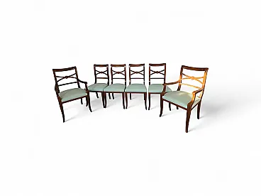 6 Empire style chairs in walnut, 20th century
