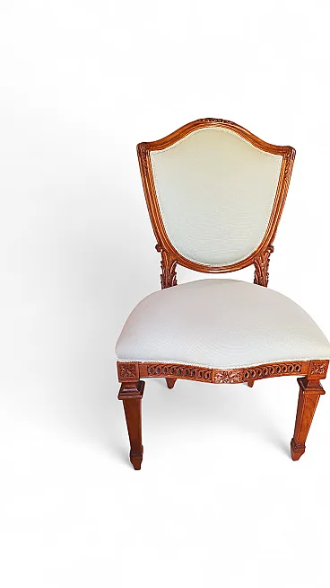 Louis XVI style desk chair in carved walnut, 20th century