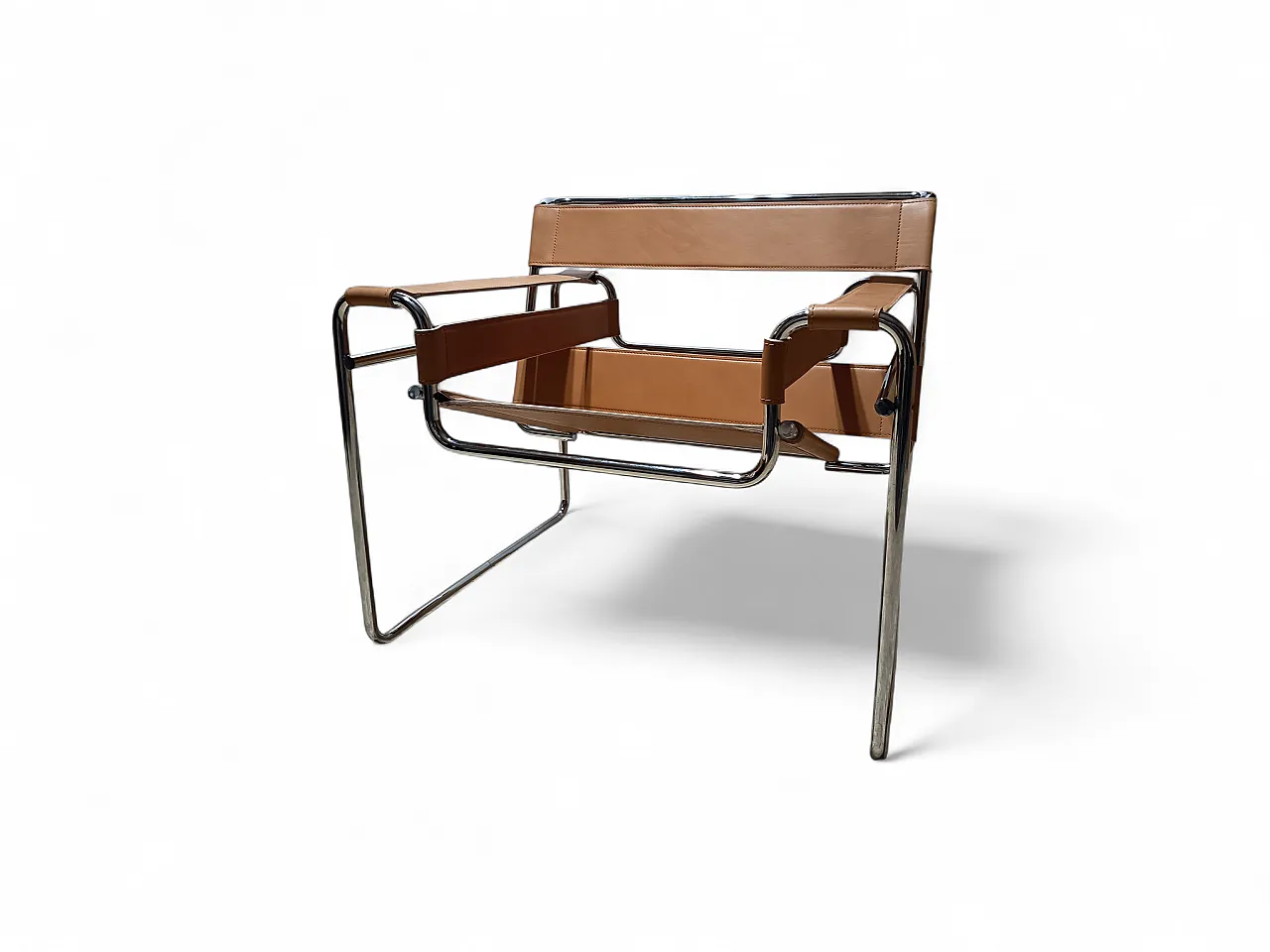 Wassilly armchair B3  by Knoll Studio in Cognac Natural Leather, 2000s 105