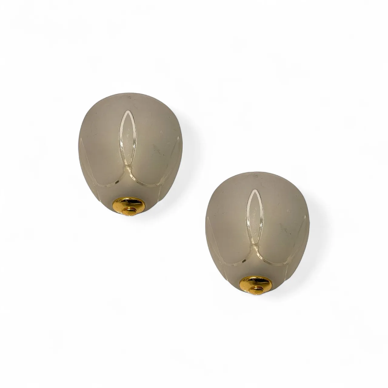 Sandblasted glass wall lights, 1970s, set of 2 10