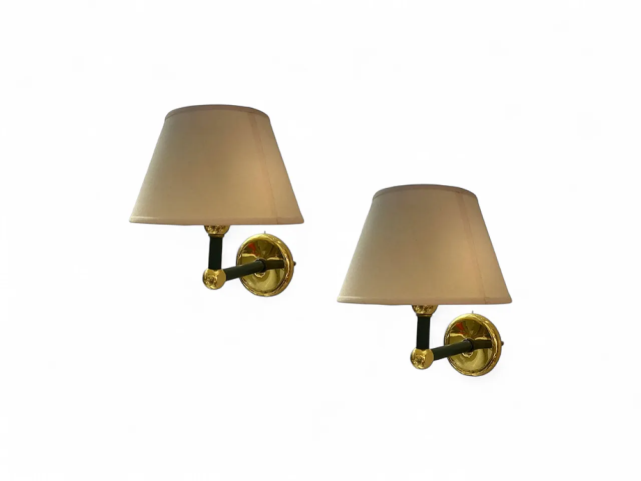 Pair of Italian brass and olive green sconces, 1980s 7