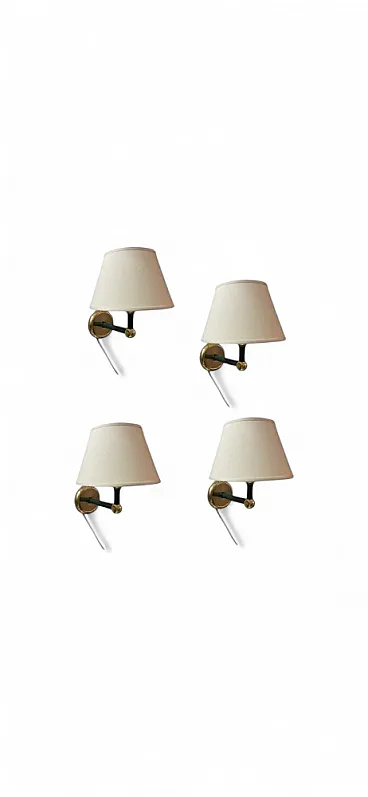 Olive green brass sconce, 1980s