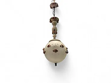 Ceramic rose-shaped pendant lamp, Italy, 1960s