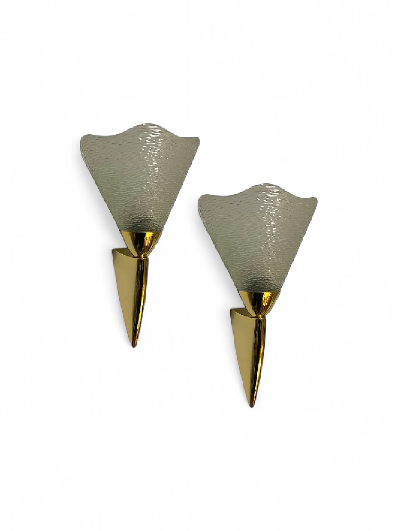 Murano glass and brass wall lights, 1970s, set of 2 10