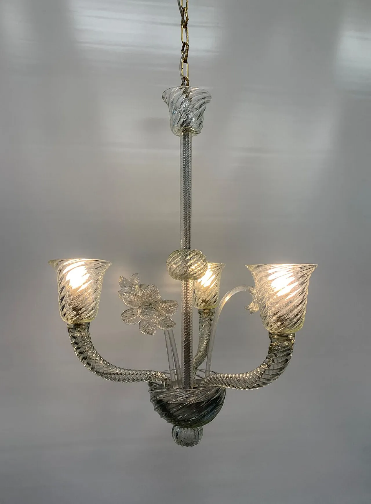 Lampadario in vetro di Murano attribuito a Seguso, anni '50 2