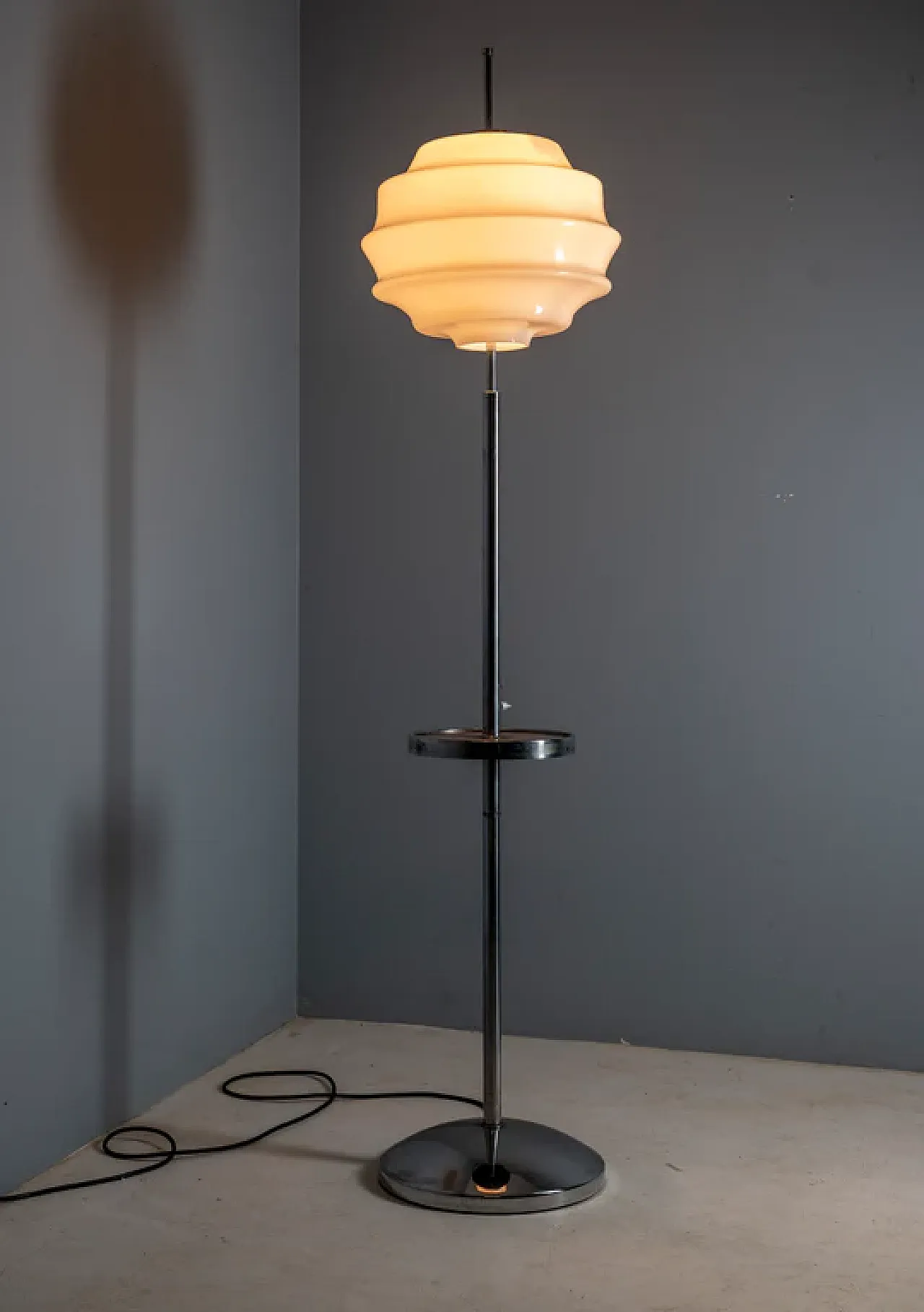 Lampada da terra Bauhaus cromata attribuita a Slezák, anni '30 1