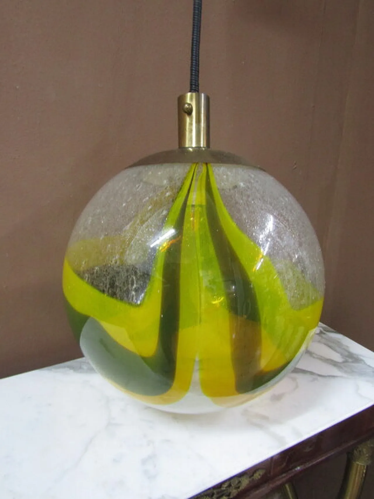 Sphere chandelier in Murano glass by Mazzega, 1970s 2