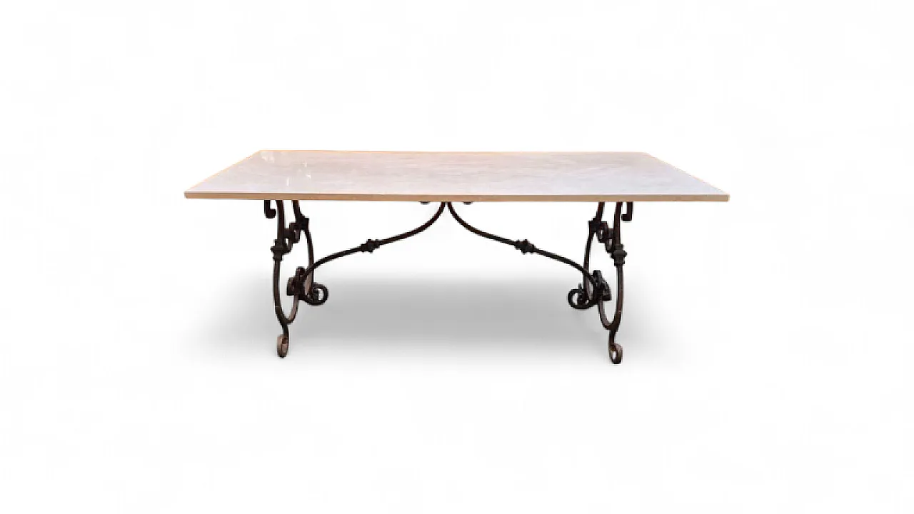 Tavolo in marmo e ferro battuto, '900 6