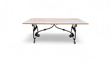 Tavolo in marmo e ferro battuto, '900