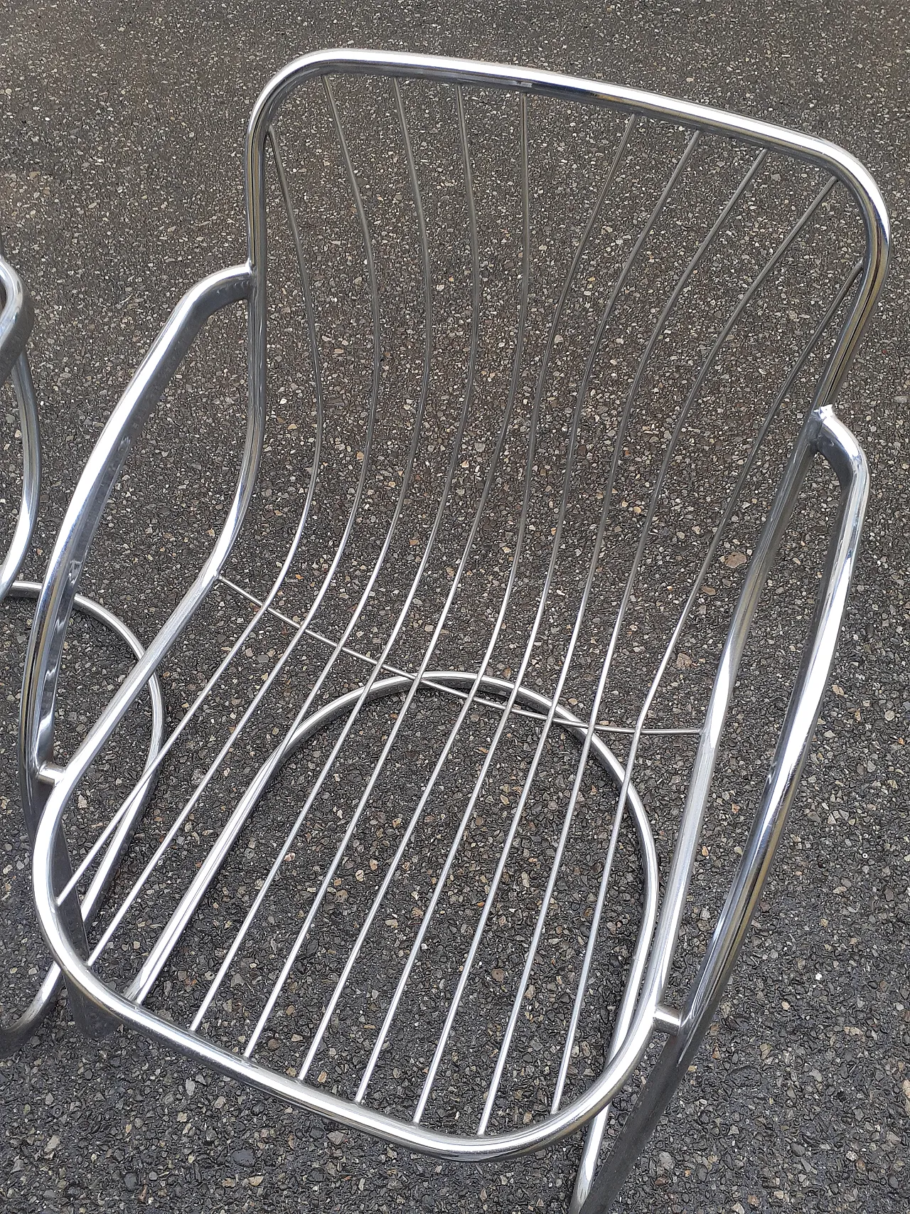 4 Poltrone in metallo cromato di Gastone Rinaldi, anni '60 11