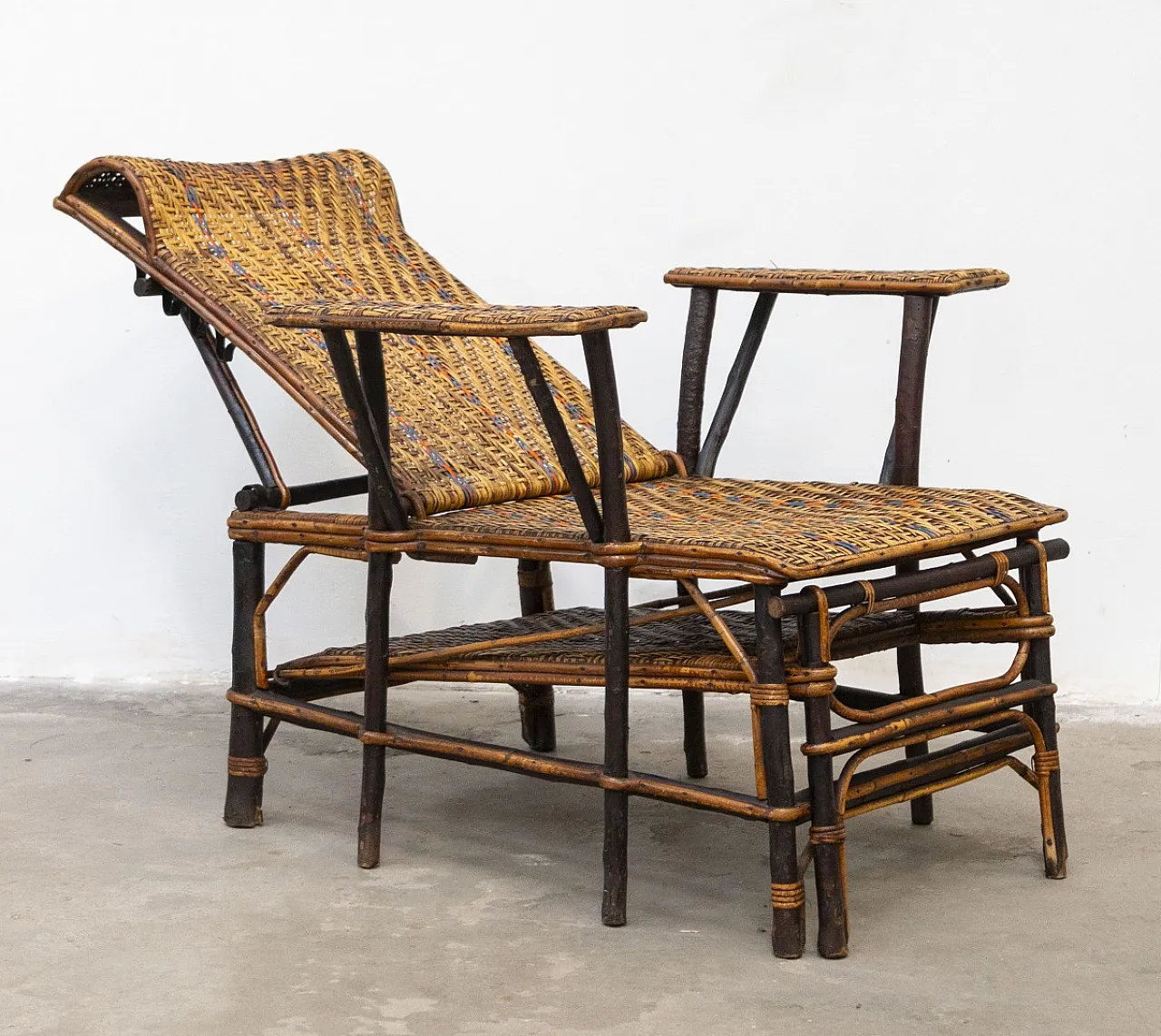 Sedia a sdraio in rattan, anni '30 3