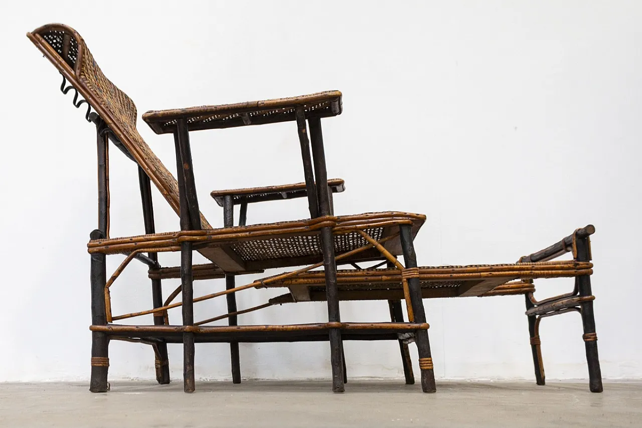 Sedia a sdraio in rattan, anni '30 8