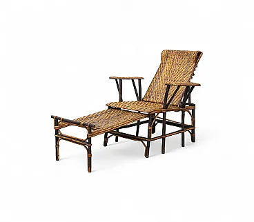 Sedia a sdraio in rattan, anni '30