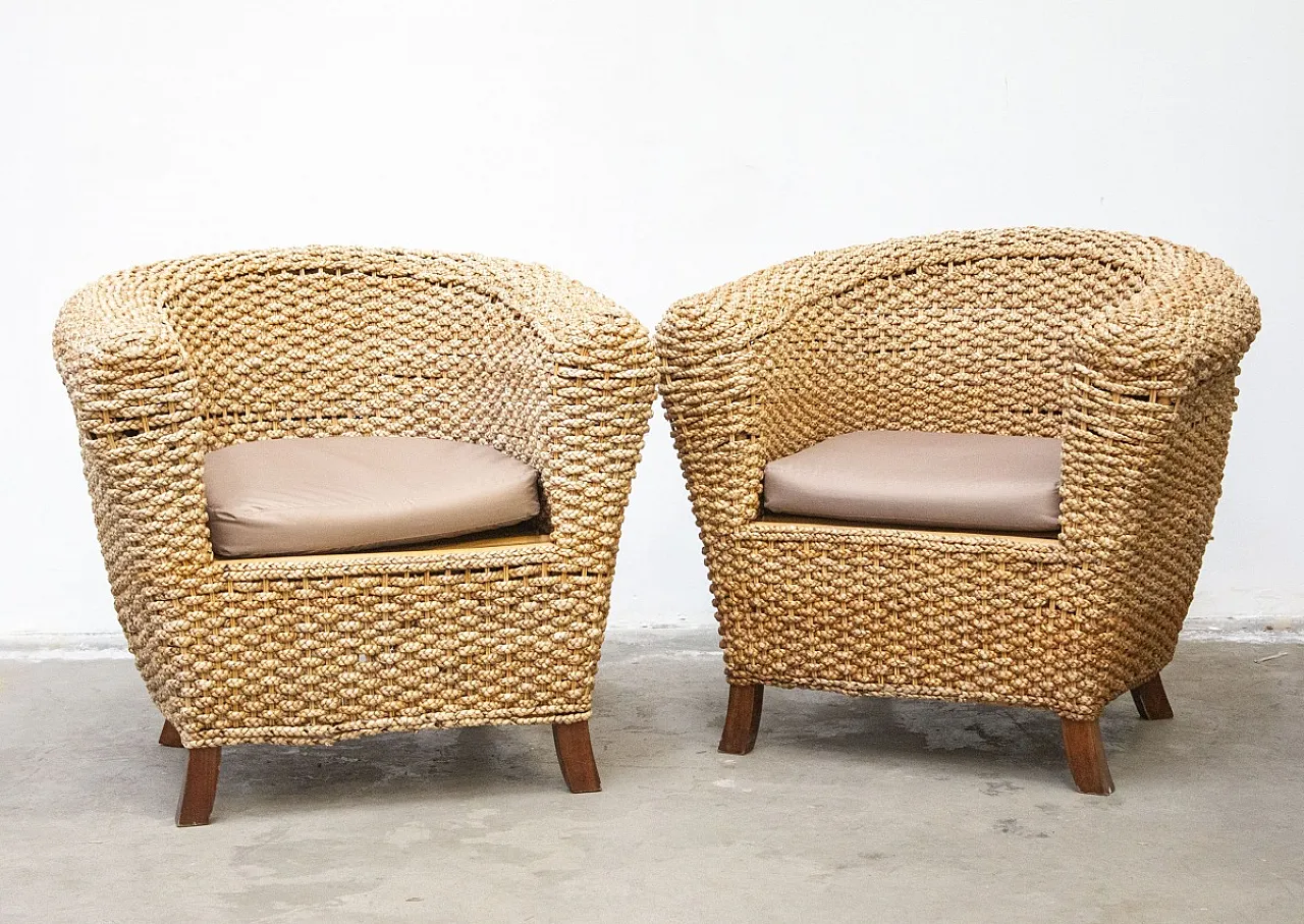 Salotto da giardino intrecciato in banano, '900 10