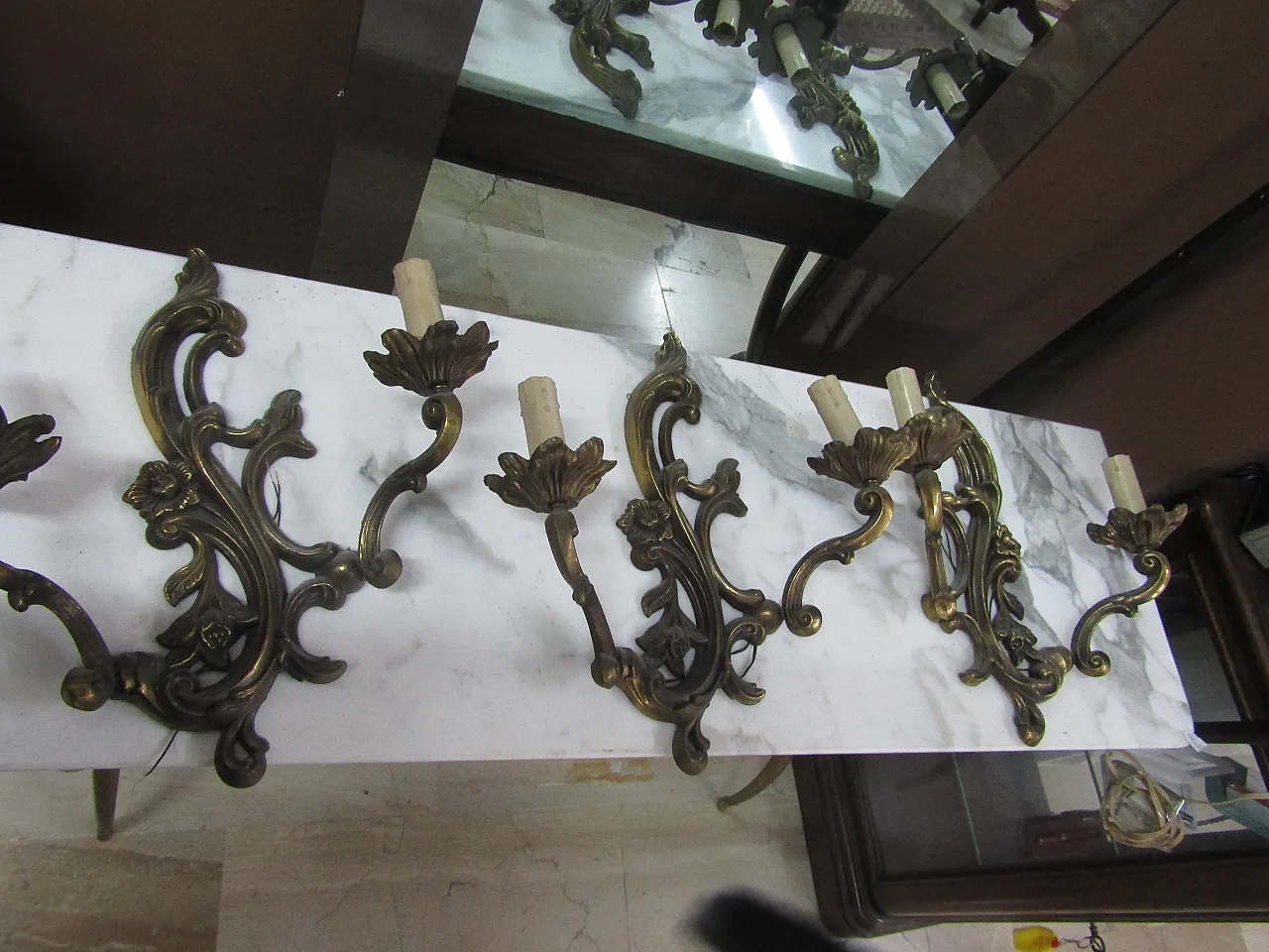 Trio of brass appliques, 50s 1