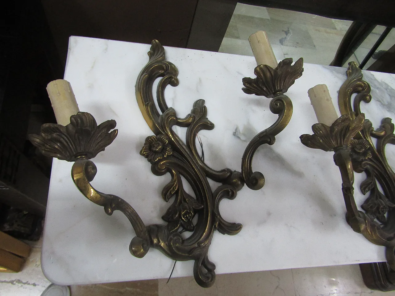 Trio of brass appliques, 50s 2