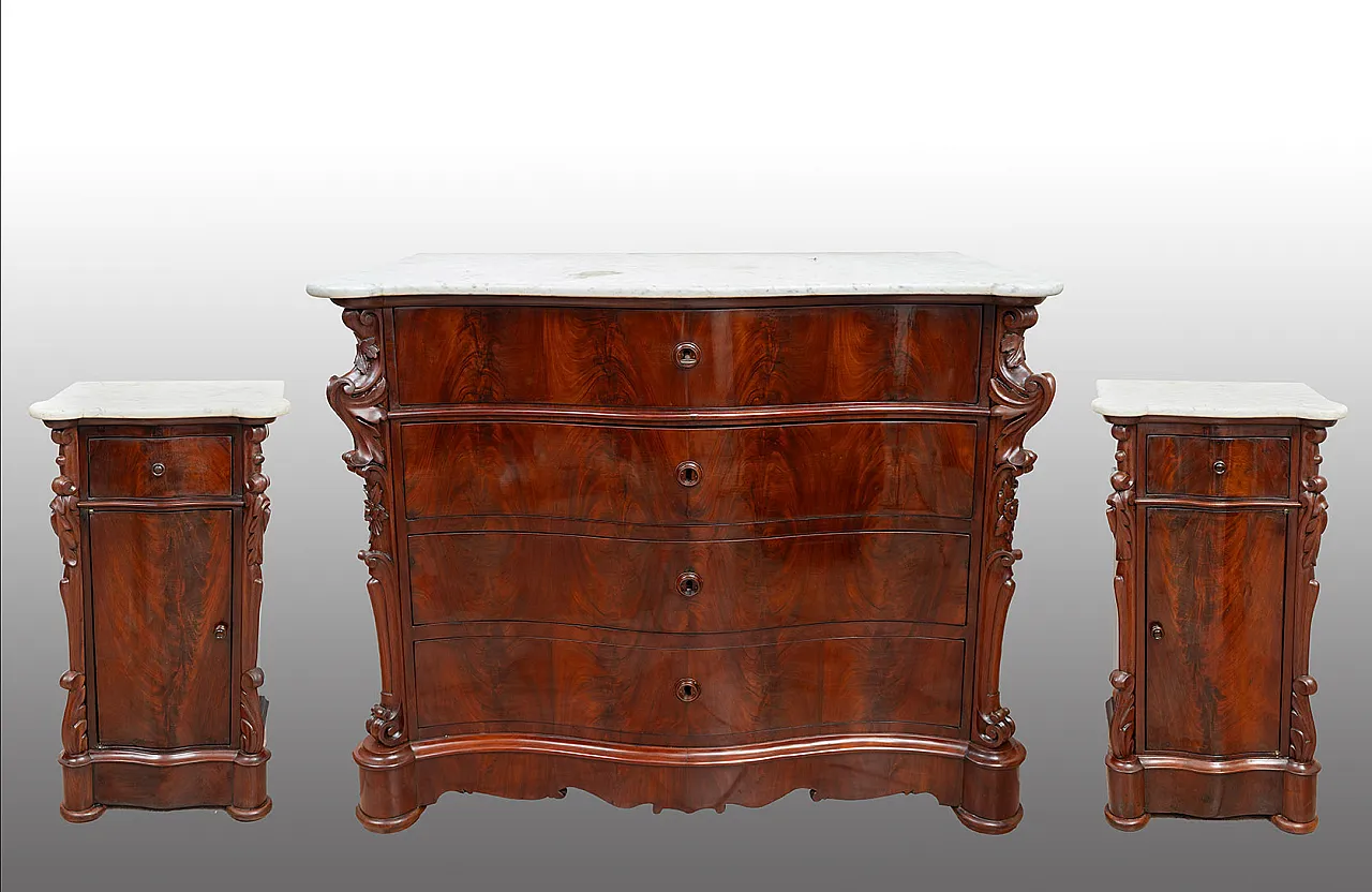 Louis Philippe chest of drawers in mahogany feather, 19th century 7