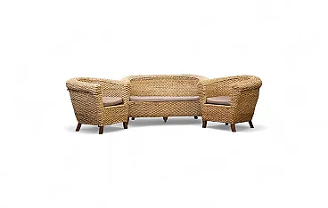 Salotto da giardino intrecciato in banano, '900