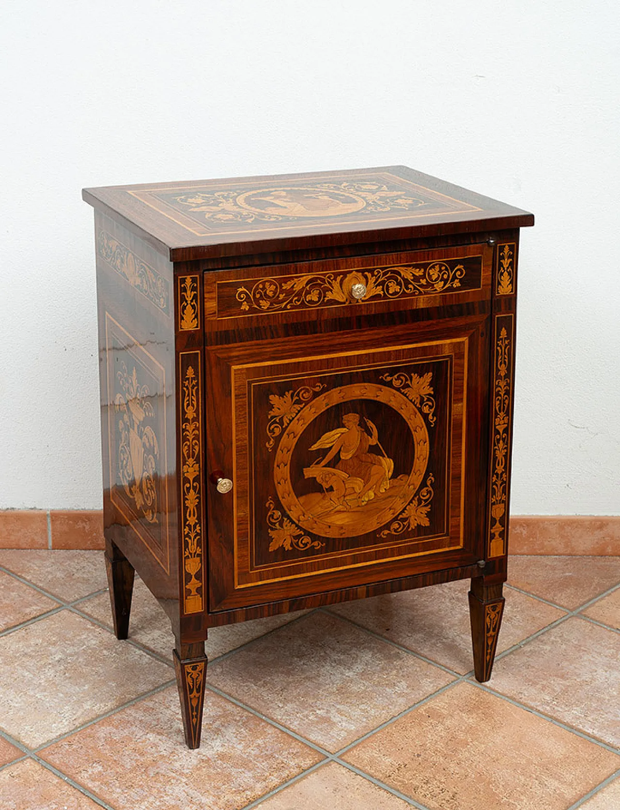 Louis XVI chest of drawers in precious exotic woods, 18th century 1