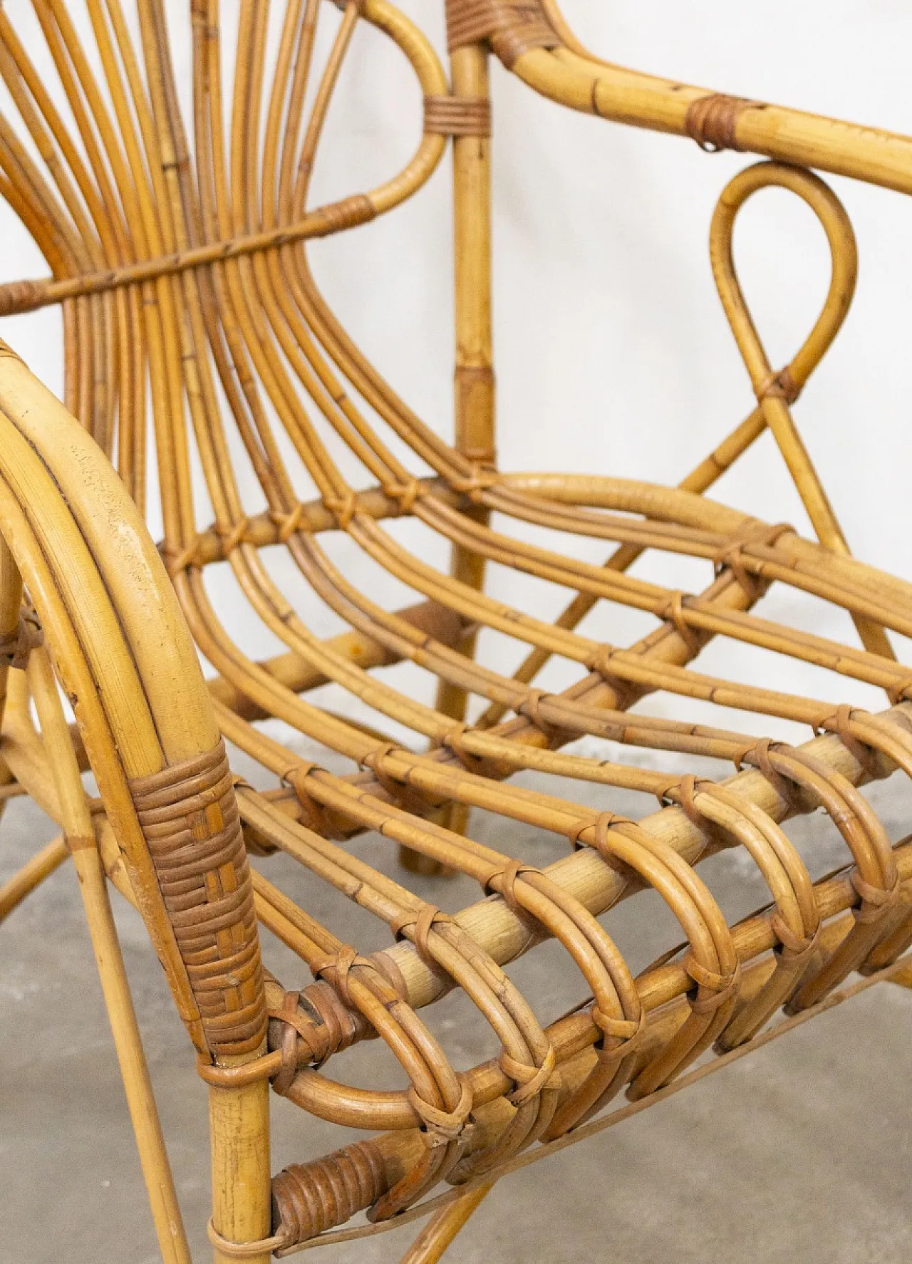 Poltrona da giardino in bambù, anni '70 7