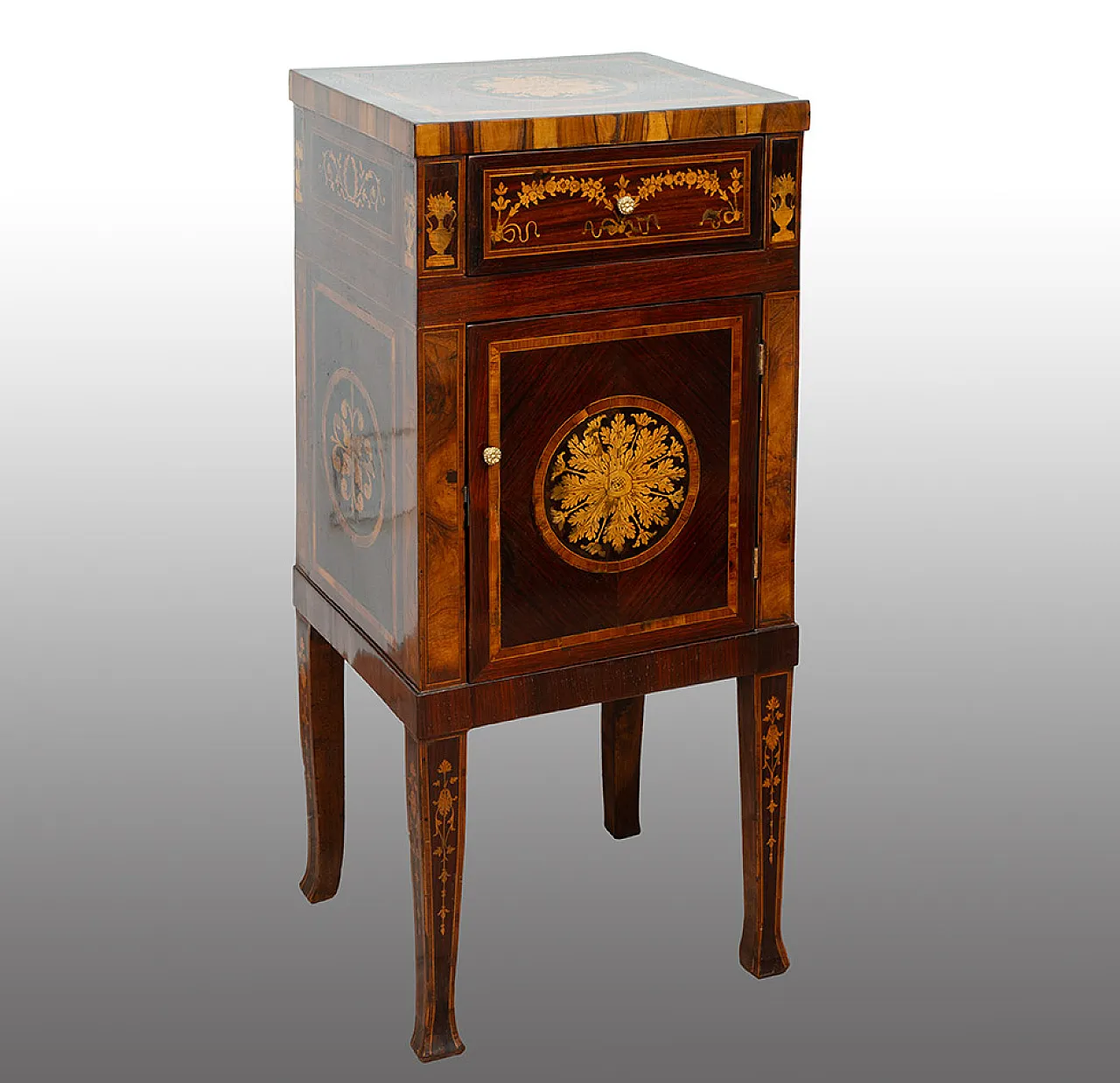 Louis XVI chest of drawers in precious exotic woods, 18th century 1
