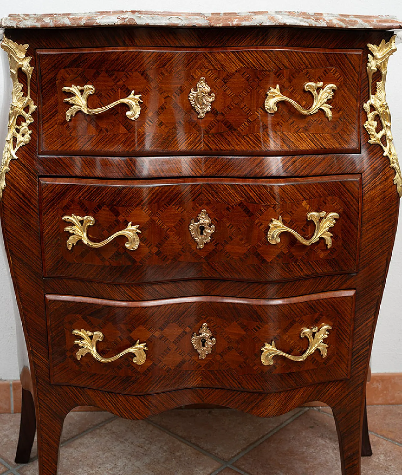 Napoleon III chest of drawers in precious exotic woods, 19th century 5
