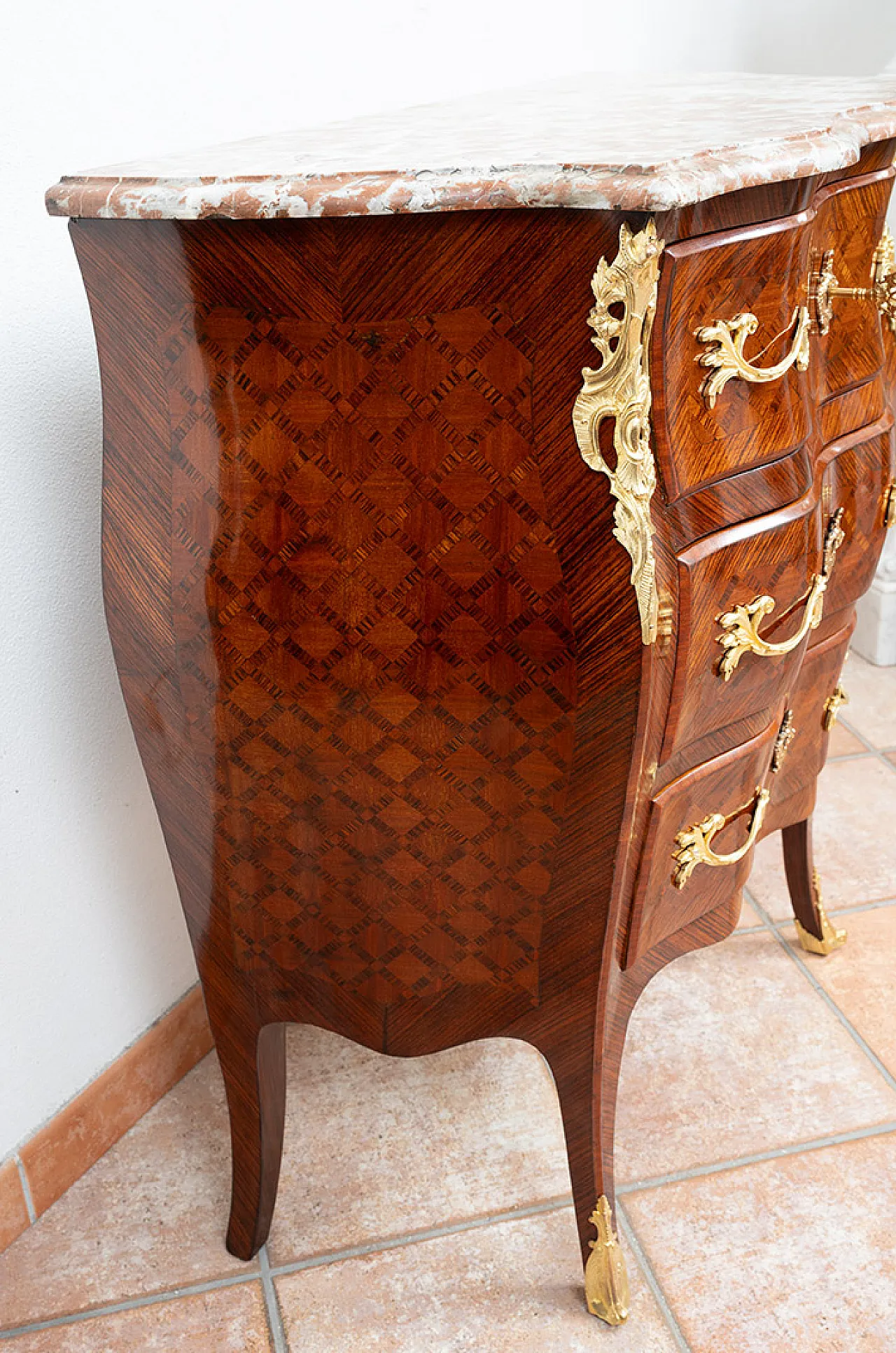Napoleon III chest of drawers in precious exotic woods, 19th century 6