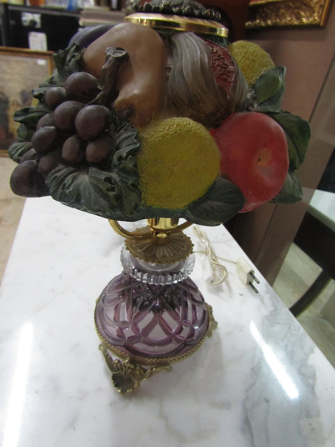 Table lamp in bohemian crystal and resin lampshade, 90s 5