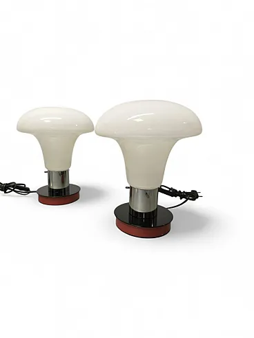 Lampada da tavolo Space Age in vetro bianco, anni '70