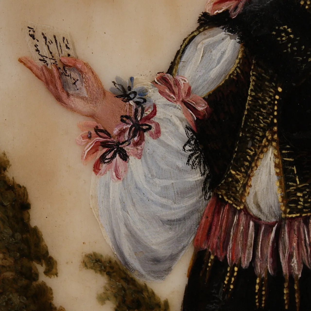 Ritratto di nobiluomo, dipinto ad olio su marmo, '600 8