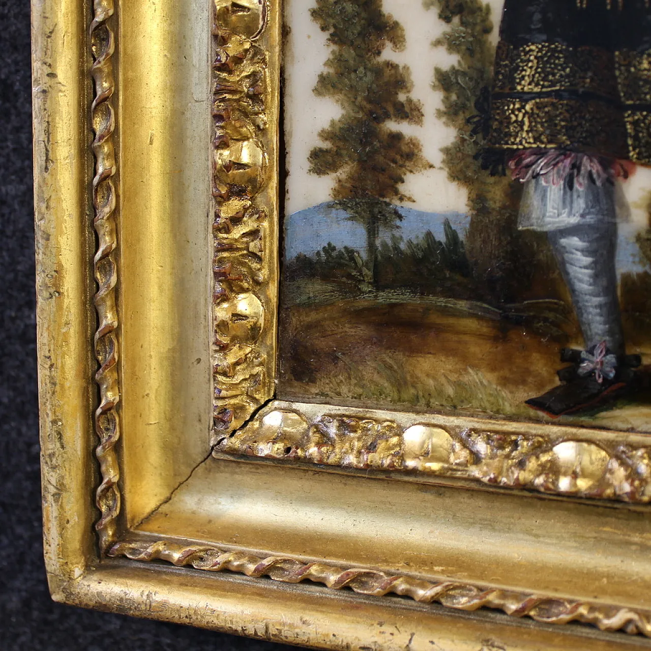 Ritratto di nobiluomo, dipinto ad olio su marmo, '600 10