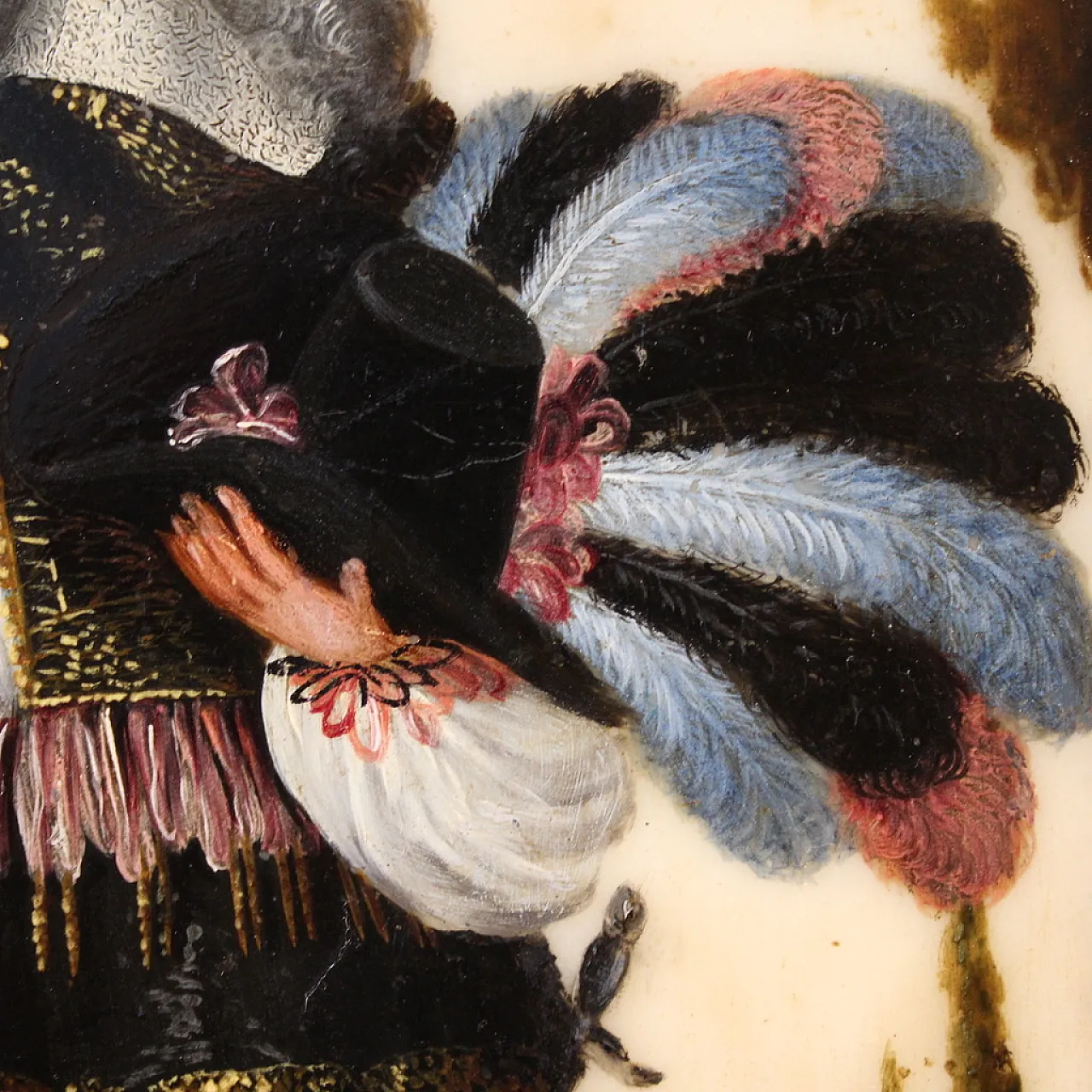 Ritratto di nobiluomo, dipinto ad olio su marmo, '600 12