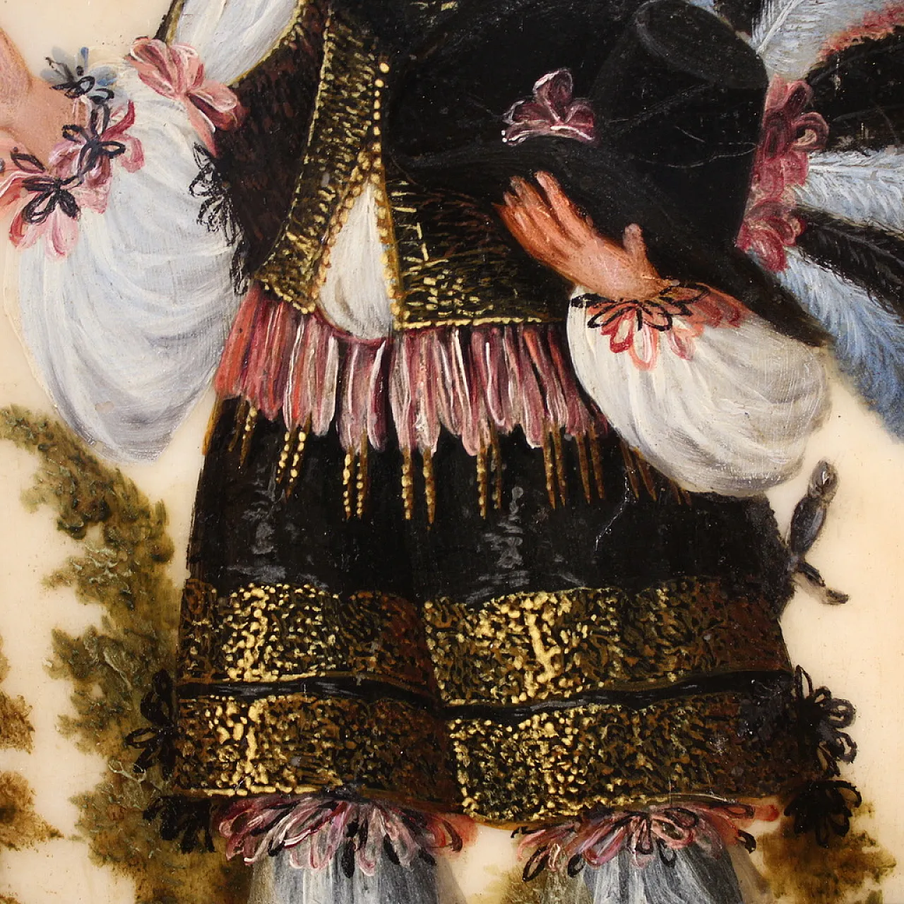 Ritratto di nobiluomo, dipinto ad olio su marmo, '600 14