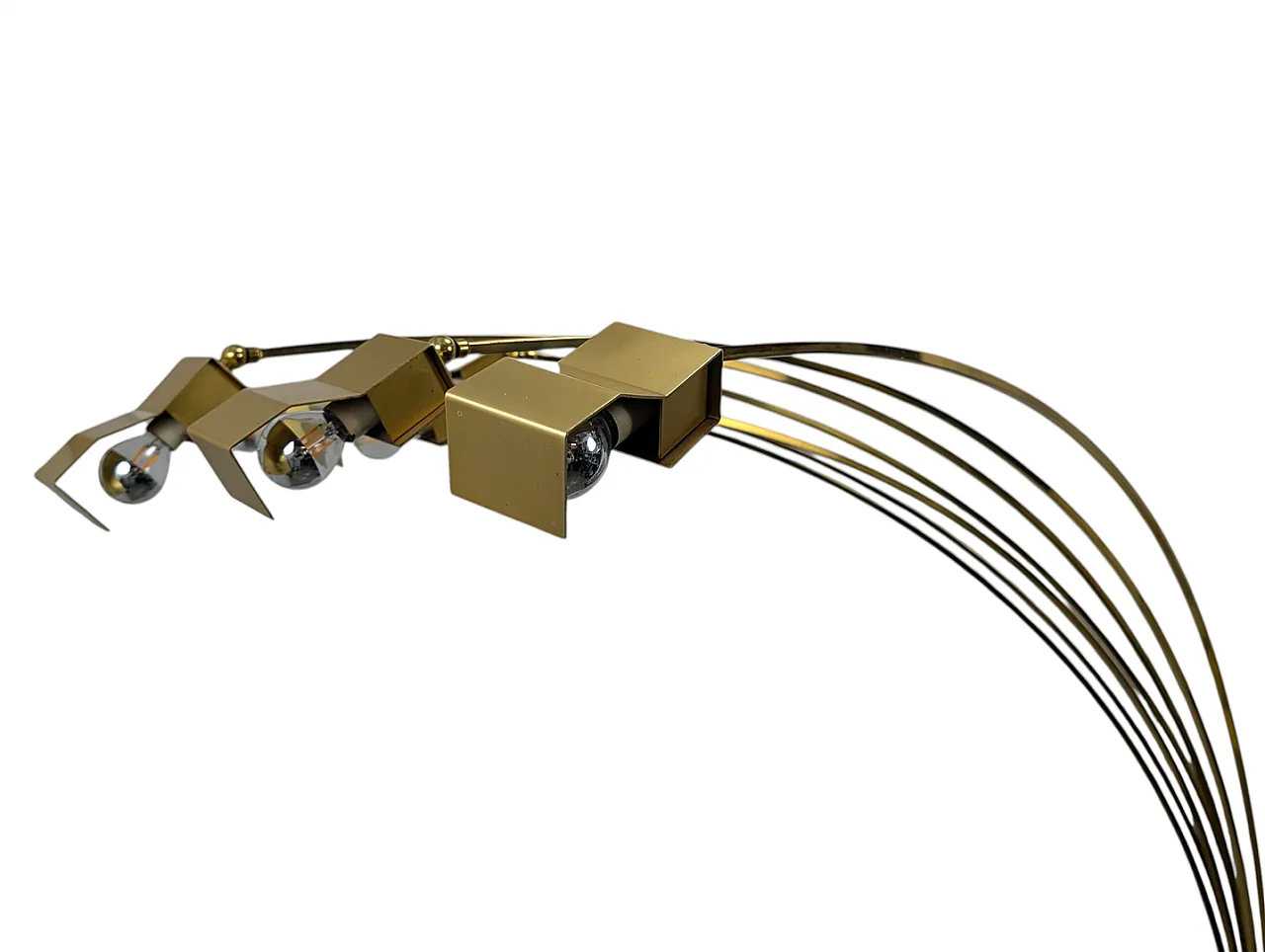 Piantana in ottone con sette luci, anni '70 3