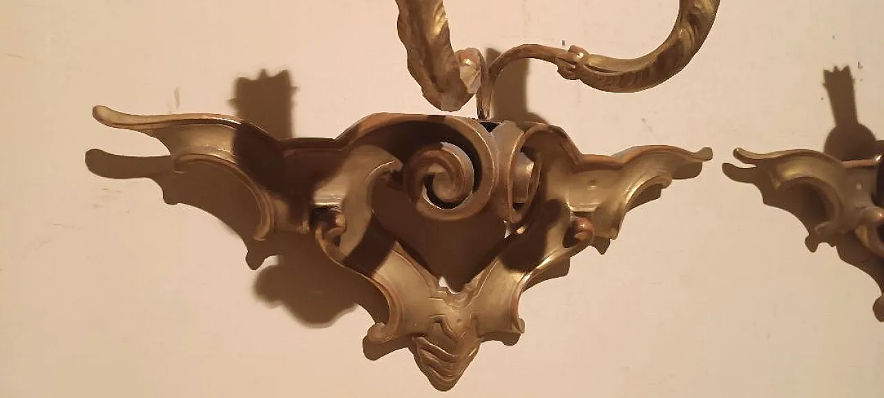 Coppia di applique in legno dorato, '800 9
