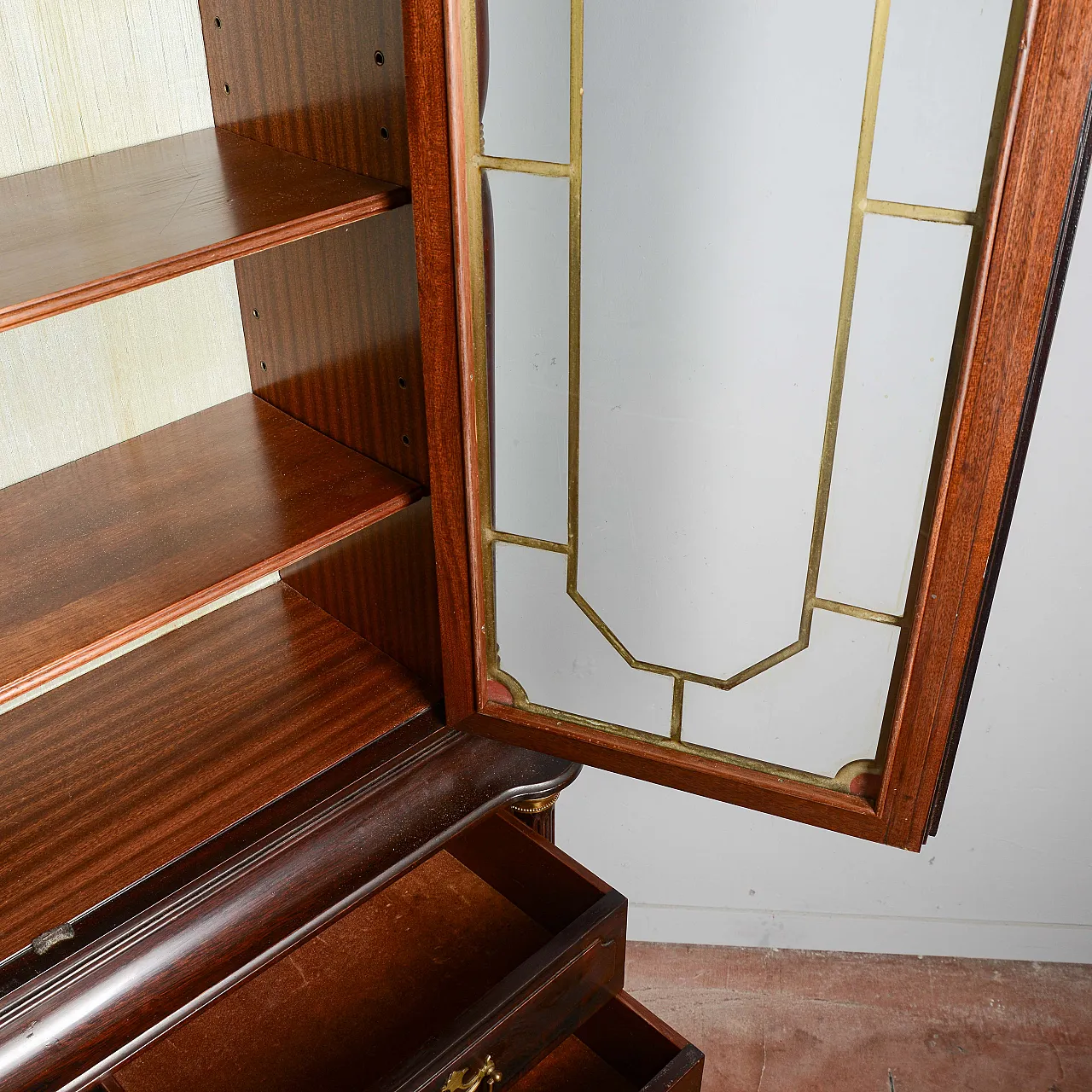 Credenza vetrina in legno impiallacciato, metà '900 6