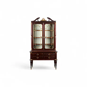 Credenza vetrina in legno impiallacciato, metà '900