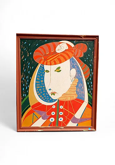 Dipinto astratto di Franco Balleri, olio su tela, anni '80