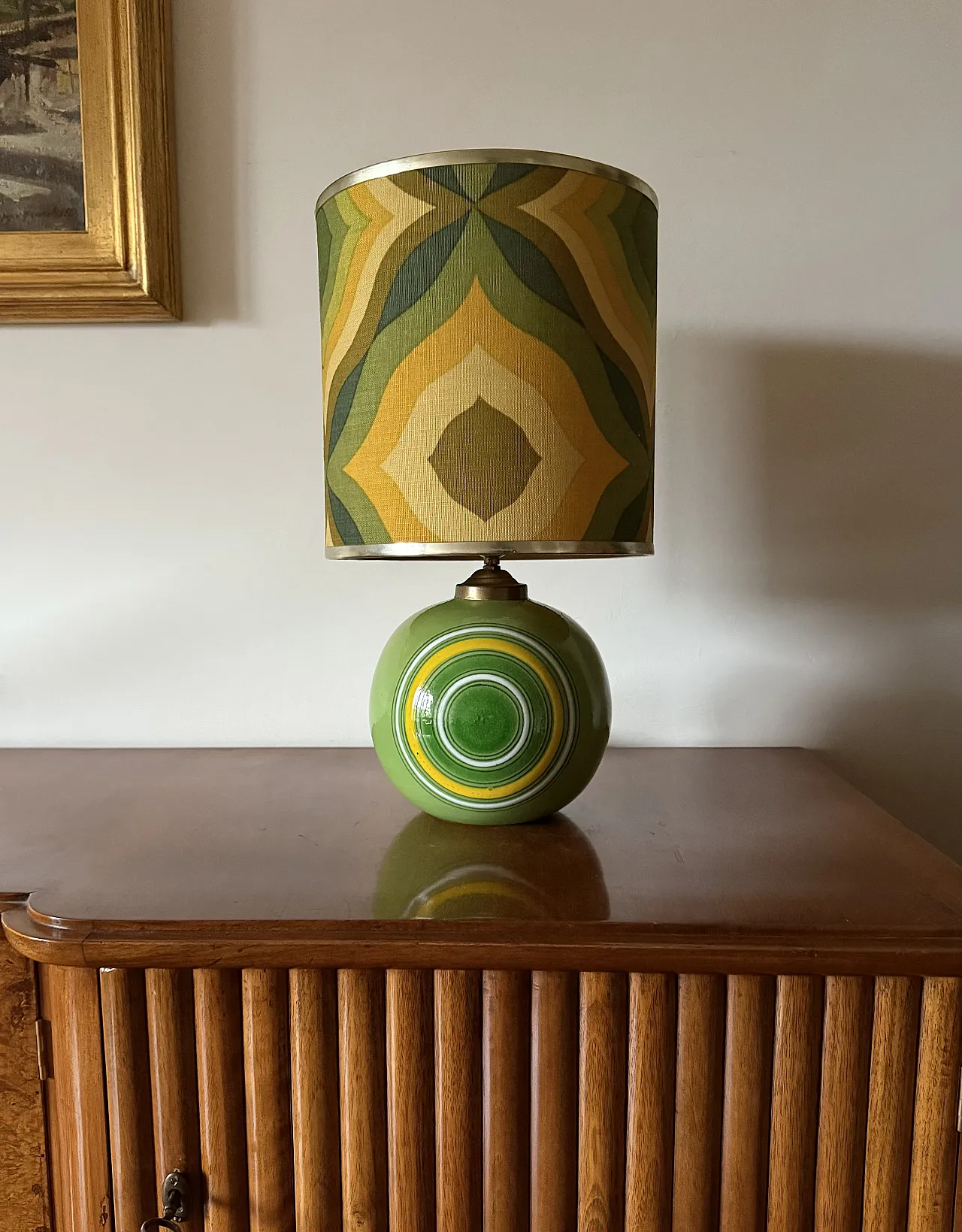 Lampada da tavolo in ceramica verde Space Age, Italia anni '60 3