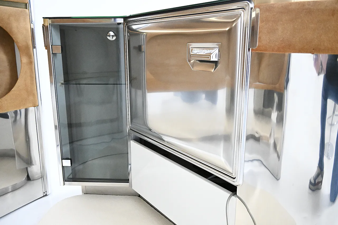 Set bar con 2 sgabelli attribuito a Willy Rizzo, anni '70 9