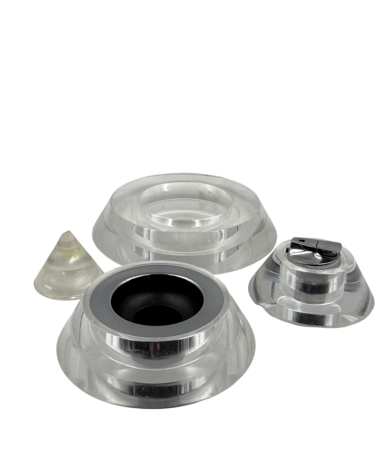 Space age lucite conical smoking set, Italy 1970 9
