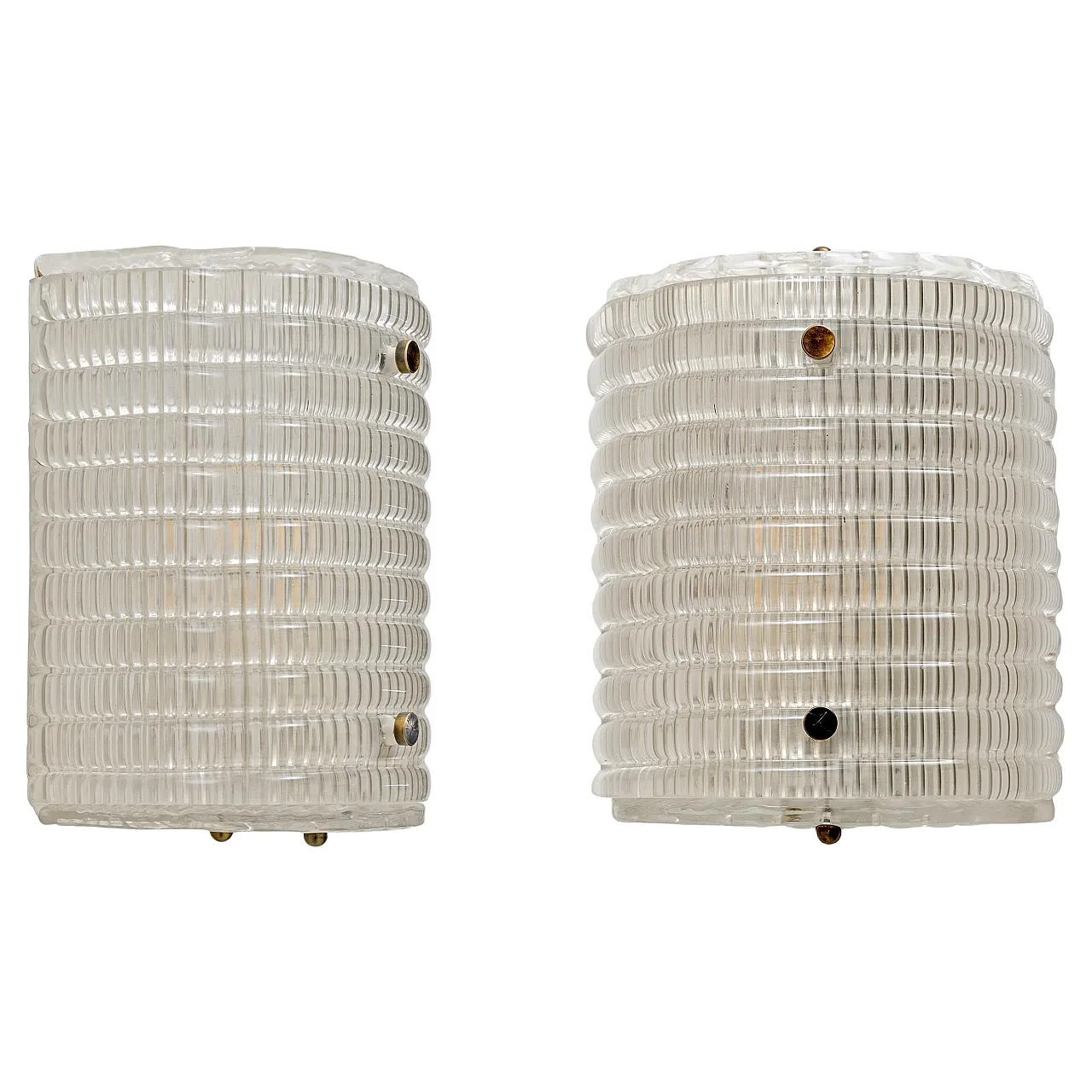 Coppia di applique in vetro di Murano con texture a coste, '900 1