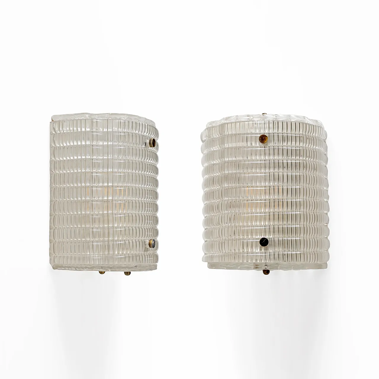 Coppia di applique in vetro di Murano con texture a coste, '900 2
